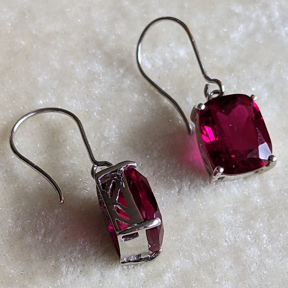 Real Ruby 11.9 Ct Rectangular Cushion Cut Earring… - image 4